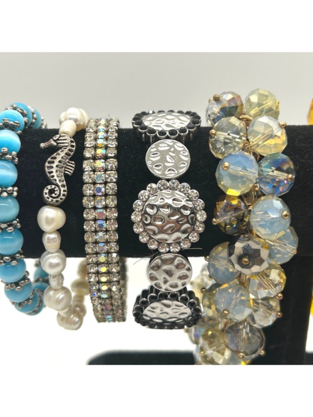 Beaded Stretch Bracelets Lot 10 Rhinestone Boho Stackable Fashion Jewelry - Picture 5 of 16
